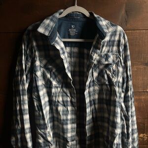 Kuhl Navy and White Flannel Shirt
